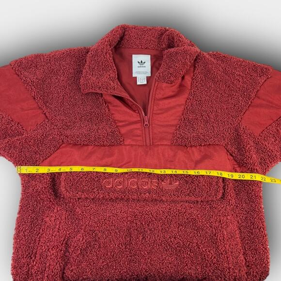 Adidas Originals Sherpa Teddy Half Zip Pullover Polar Fleece Jacket Size XS - Picture 4 of 9